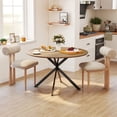 thumbnail image 2 of 47" Round Dining Table for 4 Kitchen Table with Steel Legs Brown and Black, 2 of 10