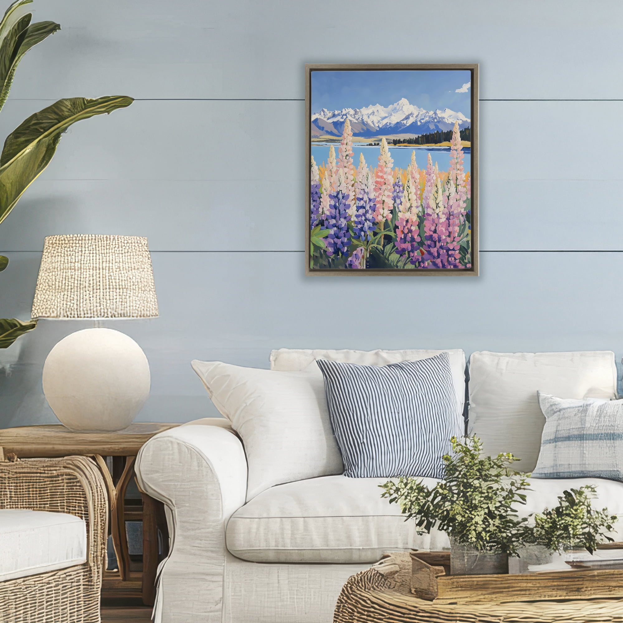 Stupell Industries Mountains & Wildflowers by Lake Brown Framed Floater Canvas Wall Art, design by The Prints Vibe