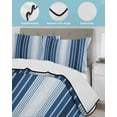 thumbnail image 4 of Quilts Full Size, Navy Blue Stripe Soft Comforter Bedding Set for Bed, Modern Blue Ombre Vertical Striped Lightweight Quilted Bedspread with Pillow Cover(2 Pieces) for All Season, 78x90 Inch, 4 of 6