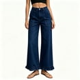 thumbnail image 5 of Womens Ruffle Wide Leg Jeans Cropped High Waisted Baggy Trendy Denim Pants with Pockets Stretch Jean, 5 of 9
