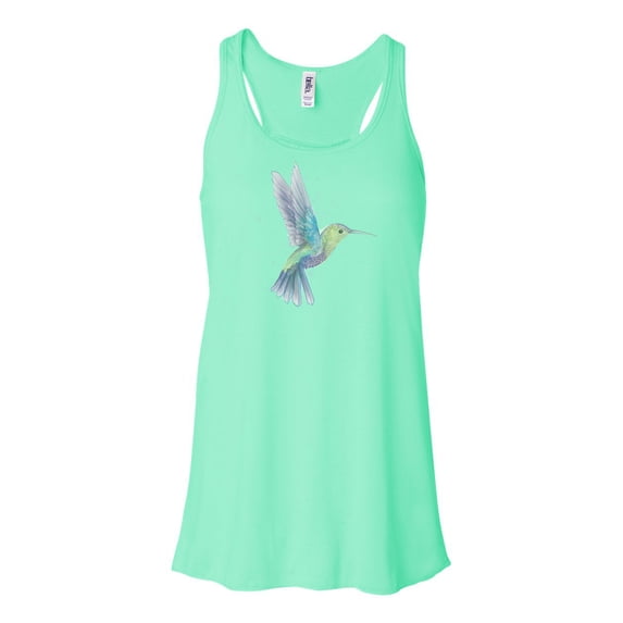 "Hummingbird Tank Top, Watercolor Hummingbird, Soft Bella Canvas, Sublimation, Racerback, Hummingbird Shirt, Bird Lover, Racerback Tank, Bird, Mint , MEDIUM"