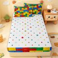 thumbnail image 4 of Erosebridal Building Brick Zipper Full Size Comforter Sets with Fitted Sheet and 2 Pillowcases for Boys Girls, Block Abstract Zipper Bedding Set, Red Blue Yellow, Polkadot Reversible, 4 Pieces, 4 of 7