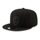 thumbnail image 1 of New Era NFL 9FIFTY Gorra snapback ajustable negra sobre negra Talla única (Las Vegas Raiders), 1 of 4