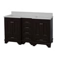 thumbnail image 3 of KBC Nantucket 60" Wood Double Bathroom Vanity w/ Quartz Stone in Chocolate, 3 of 8