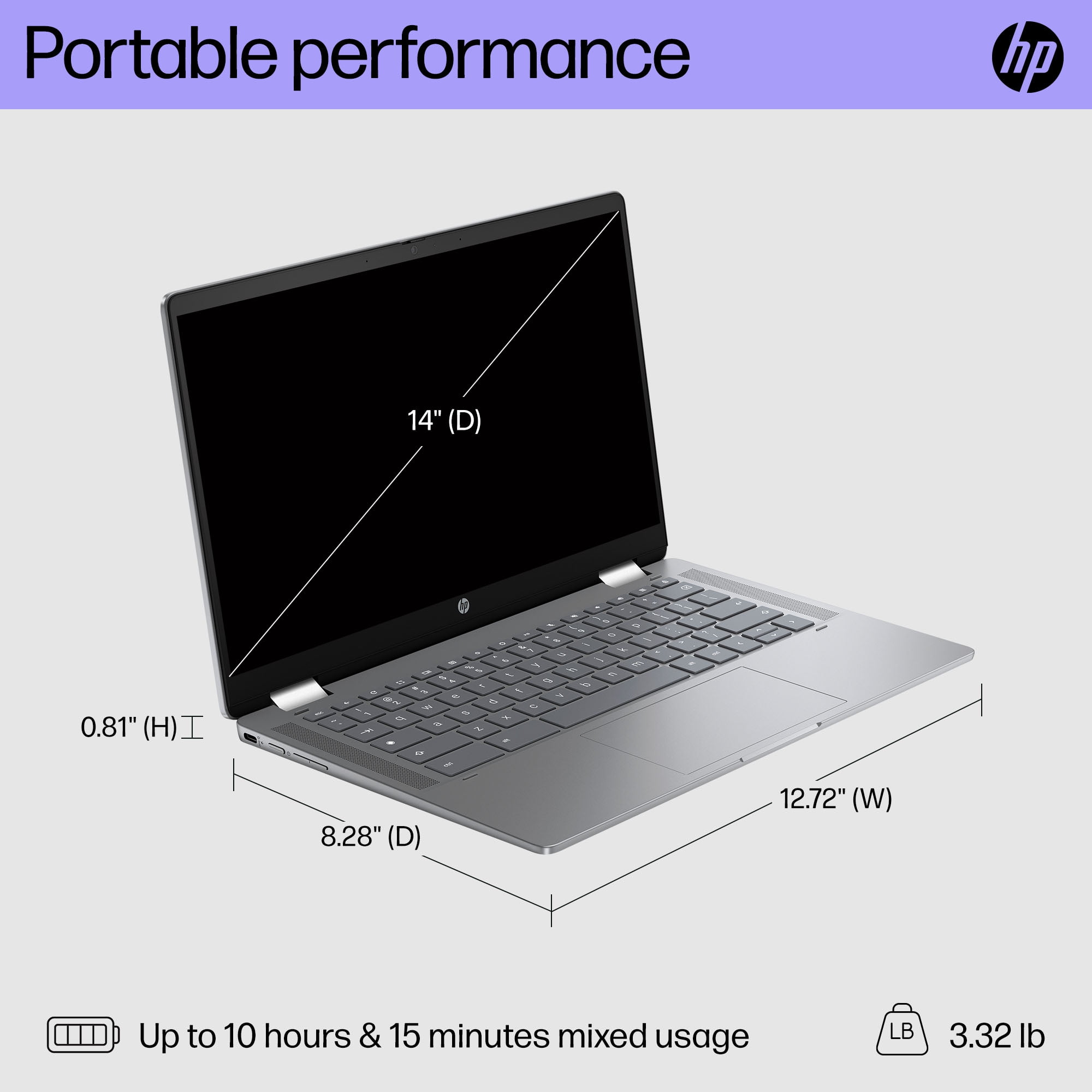 HP 14 inch x360 FHD Touch Chromebook Plus Laptop with Google AI Intel Core i3-N305 8GB RAM 128GB UFS Meteor Silver