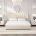 thumbnail image 5 of VECELO Upholstered Platform Bed Frame with 4 Storage Drawers, King Size Bed Frame with Adjustable Headboard, No Box Spring Needed, Beige, 5 of 7