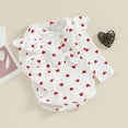 thumbnail image 2 of Bagilaanoe Newborn Baby Girl Rompers Heart Print Long Sleeve Bodysuit + Headband 3M 6M 9M 12M Infant Ribbed One Piece Jumpsuit, 2 of 7