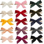 15 Pack Solid Velvet Bow Super Stretchy Nylon Headbands Hairbands Accessories for Baby Girls Toddlers Newborns Infants Kids