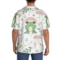 thumbnail image 5 of Naloa Frog and Mushrooms Men's Loose Fit Cuban Collar Short-Sleeve Shirt with Button-down and Chest Pocket for Everyday Wear Outings - X-Large, 5 of 7