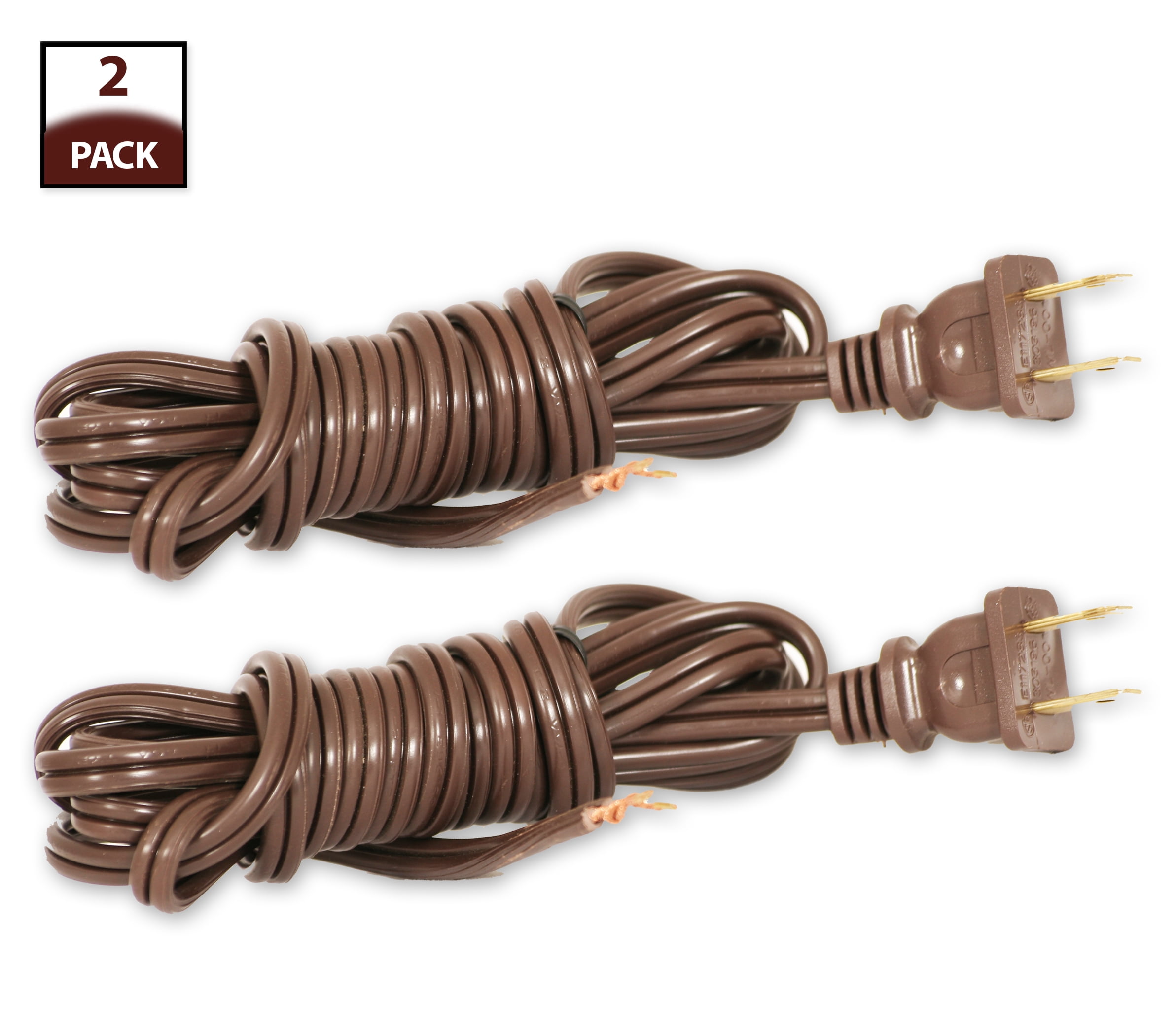 Royal Designs Brown 8 Foot Replacement Lamp Cord with Molded Plug SPT