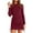 Wine, variant on LYXSSBYX Womens Long Sleeve Dress Hot Sale Clearance Women's Fashion Casual Long Sleeve Round Neck Solid Drawstring Dress