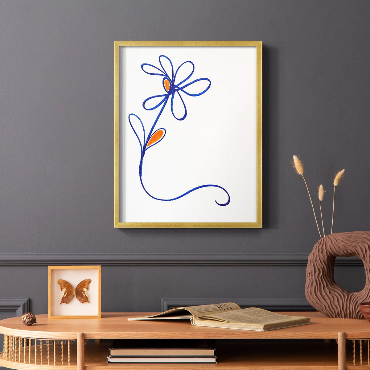 Wobbly Blooms I Framed Print - Solid Wood in Single Picture Frame Solid Wood 2 Framed Print