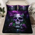 thumbnail image 2 of Castle Fairy Abstract Skull Full Size Sheets 4-Piece for Adults Boys Girls,Chic Floral Flowers Butterflies Breathable Bed Sheets,Vintage Gothic Style Lightweight Sheet Sets,Microfiber Bedroom Decor, 2 of 7