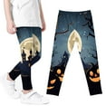thumbnail image 2 of Utoimkio Girls Halloween Pumpkin Printed Stretch Leggings Soft Comfortable Ankle Length Pants Leggings for Kid Little Girls 3-8 Years, 2 of 4