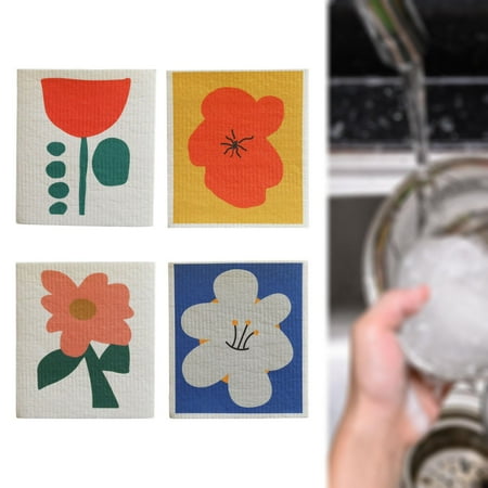 

4Pcs Non Woven Fabric Cleaning Cloth Washable Reusable Hand Wash Cloths For Sinks Style B