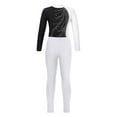 thumbnail image 3 of TiaoBug Girls Rhinestone Ice Skating Outfits Long Sleeve Gymnastics Dance Leotard Top with Leggings Set White 10, 3 of 7