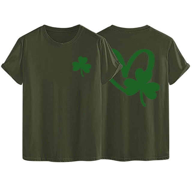 AherBiu Hauts de la Saint-Patrick pour Femmes Manches Courtes Imprimés Décontractés Basiques