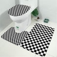 thumbnail image 2 of Black and White Checkered Pattern Bathroom Rugs Sets 3 Piece,Toilet Cover Set,Absorbent Non Slip Bathroom Mats Sets with U-Shaped Contour Rug Toilet Rug Set, 2 of 5