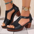 thumbnail image 3 of Beach Wedges Sandals for Woman Relaxed Fit Lightweight Square-Toe Low Wedge Heel Womens Slippers Memory Foam Platform Ankle Strap Summer Dress Shoes, 3 of 9