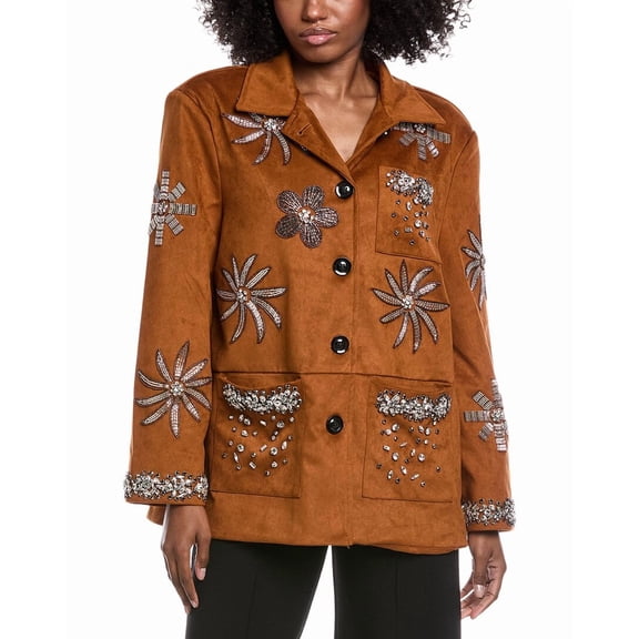 Beulah womens Embellished Jacket, O/S, Brown