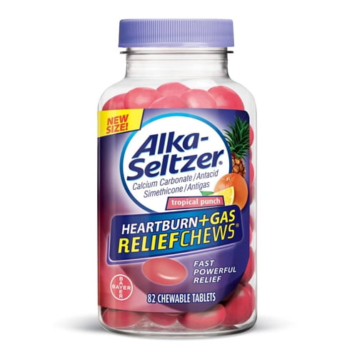 AlkaSeltzer Heartburn Plus Gas Relief Chews, Tropical Punch, 82 Ea