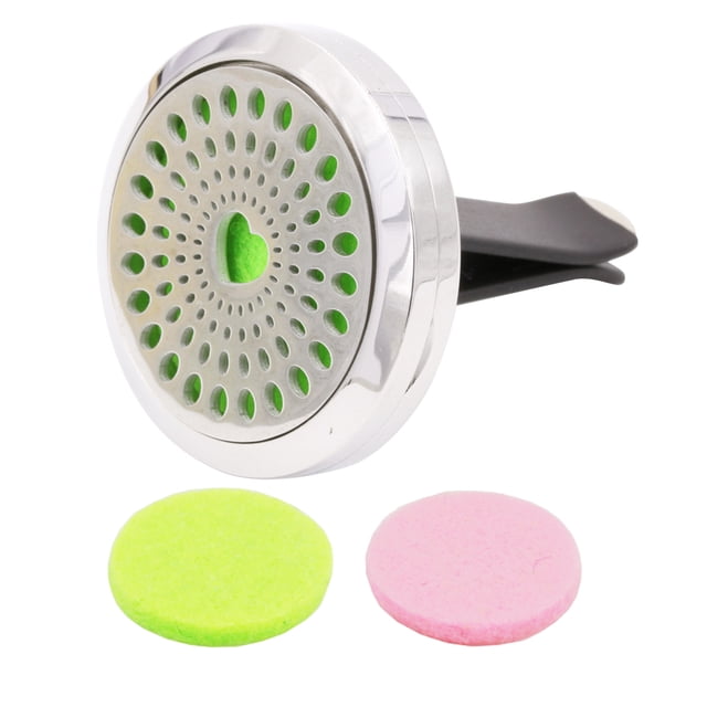 GOOHOCHY Ambientador de coche con forma de corazón, difusor de perfume con clip, ambientador para ventilación de coche, medallón de perfume decorativo con 2 almohadillas de fieltro de colores