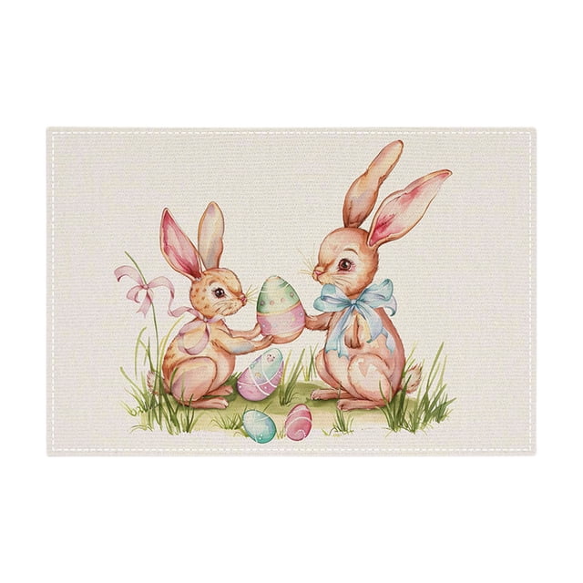 Easter Birthday Party Decorations Easter Placemats Polyester 45x30cm/17.71x11.81In Insulation Washable for Restaurant Table Easter Decorations for Home
