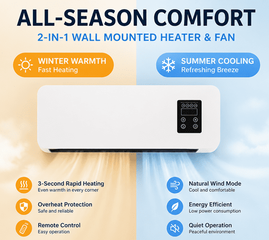 Mini Wall Mounted Air Conditioner,2-in-1 Portable AC Unit with Cooling & Heating,Ductless Split System with Remote,Quiet Personal Air Conditioner for Bedroom Home Office