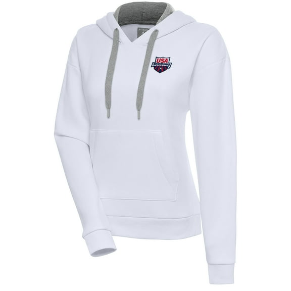 Women's Antigua  White USA Swimming Victory Pullover Hoodie