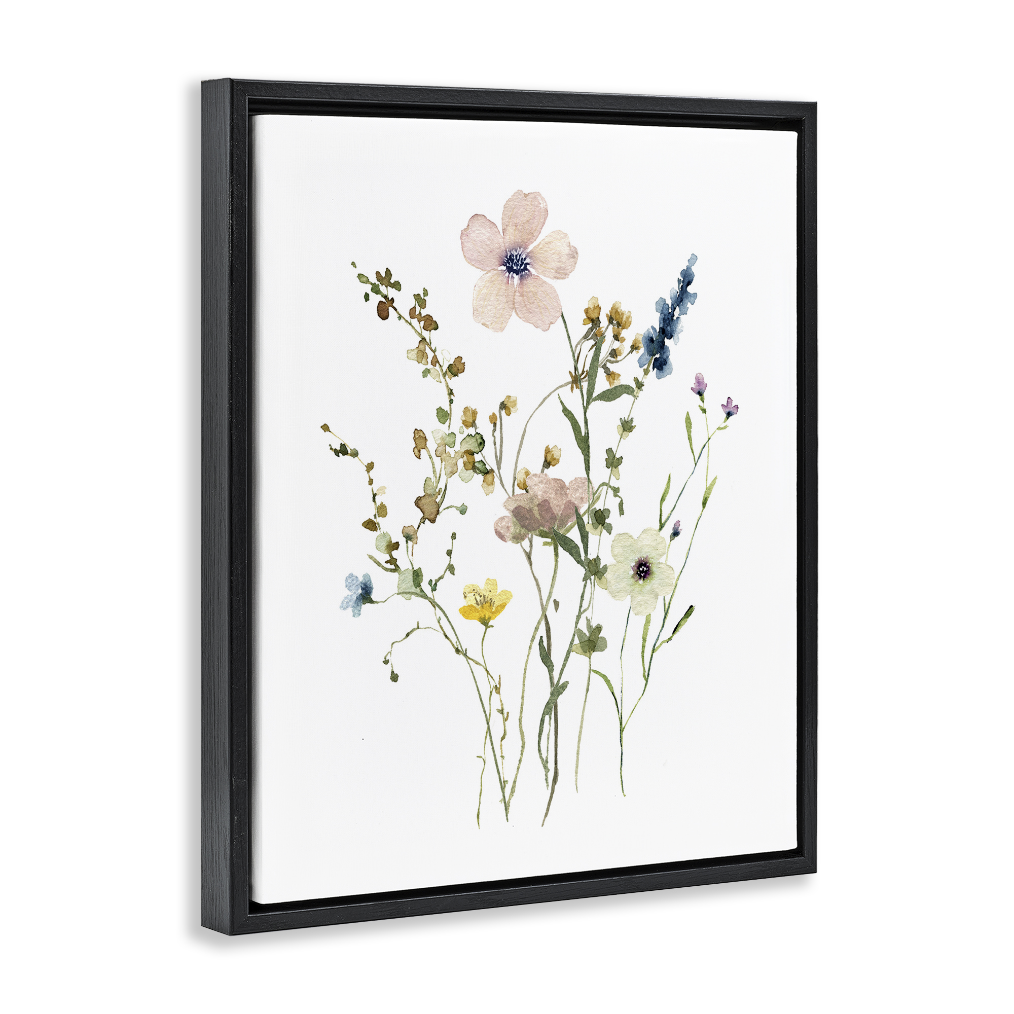 Stupell Industries Soft Forest Blooms Botanical & Floral Painting Black Floater Framed Art Print Wall Art, 25 x 31