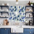 thumbnail image 2 of Navy Blue Roses Kitchen Curtains Window Panels, Spring Floral Elegant Pastoral Botanical Insulated Window Treatment Curtain, Grommet Curtains for Bedroom/Living Room/Bathroom, 2 Piece 52"Wx84"L, 2 of 8