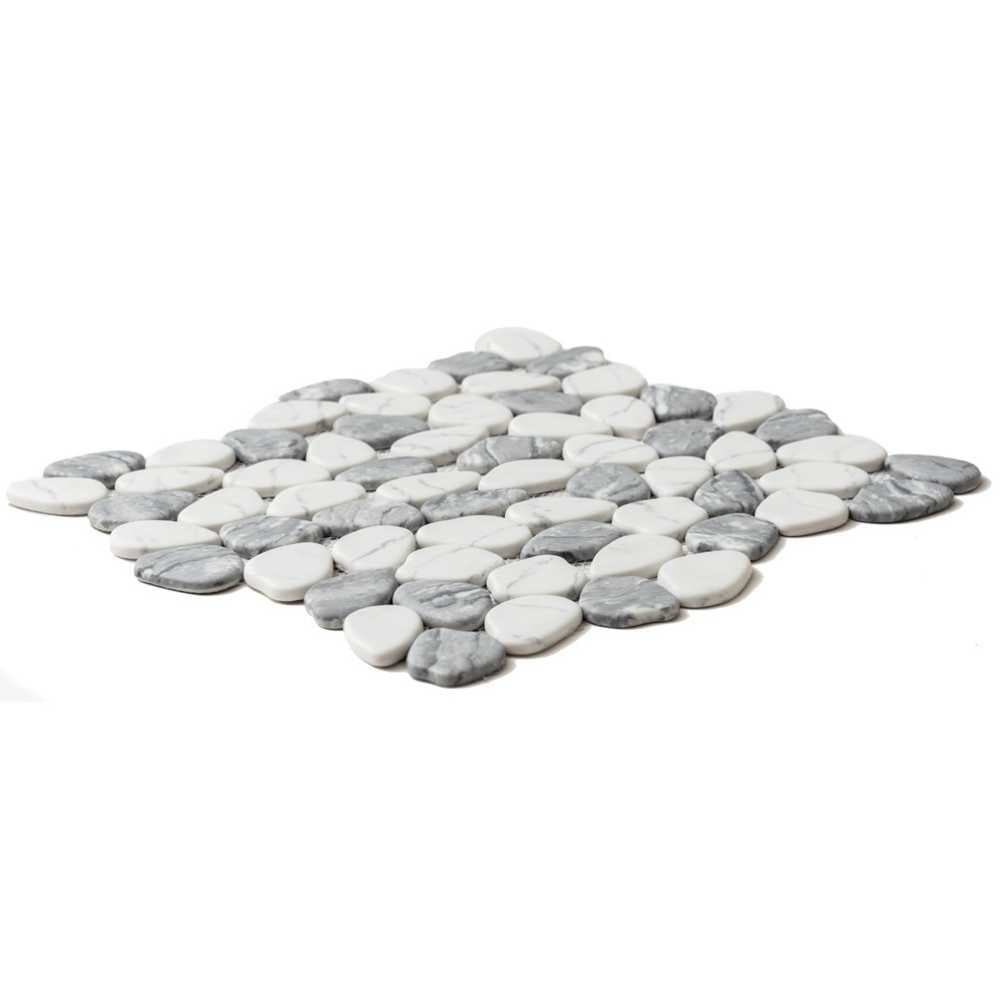 The Tile Life Recycled Cenote Pebble 13" x 13" Blend Matte Glass Mosaic Floor and Wall Tile Case of 14