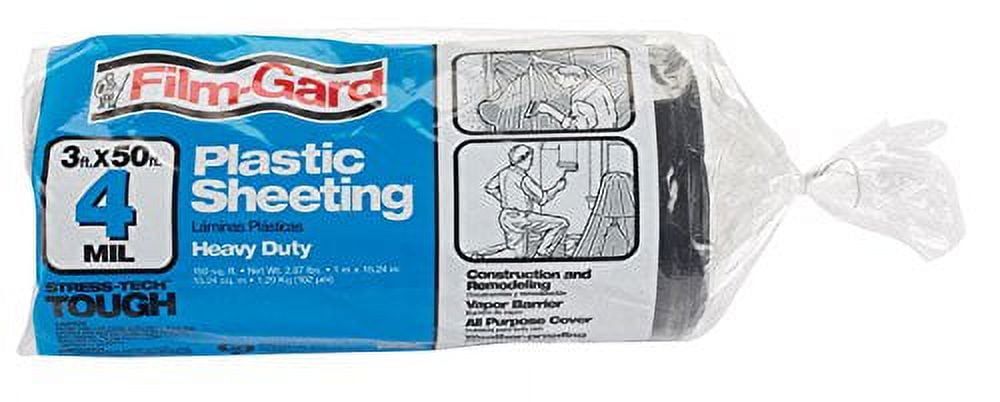 Film-gard 3' X 50' Black Heavy Duty Polyethylene Sheeting, 4 Mil