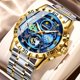 thumbnail image 2 of Reloj de Cuarzo para Hombre con Cielo Estrellado, Cronógrafo Luminoso Impermeable de 30 M, Correa de Acero Bicolor, 2 of 7