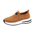 thumbnail image 3 of YOUYEDIAN Sneakers for Women Versatile Comfy Breathable Fashion Round Toe Slip On Sport Sneakers Casual Platform Solid Color Walking Shoes, 3 of 5