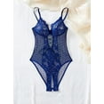 thumbnail image 2 of Blue Lace Bodysuit Sheer Crotchless Lingerie, 2 of 5