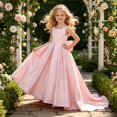 thumbnail image 2 of JUMEYU Little Girls Satin Flower Girl Dress Long Sleeveless Bow Wedding Formal Gown Dresses Size 11 (Light Pink,11 Years), 2 of 9
