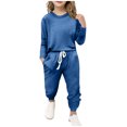 thumbnail image 2 of MKOSPLRT Lounge Sets for Kid Girls Solid Sweatsuits 2 Piece Long Sleeve Shirts Wasit Jogger Pants Comfy Tracksuits 5-13 Years, 2 of 5