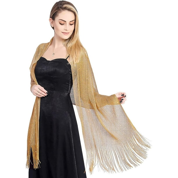 Women Sparkling Shawls And Wraps By Metallic Scarf For Evening Party Dresses Walmart