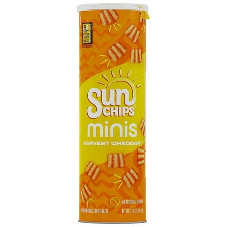Sun Chips Minis Tortilla Chips Harvest Cheddar 3.75 oz Pack of 2