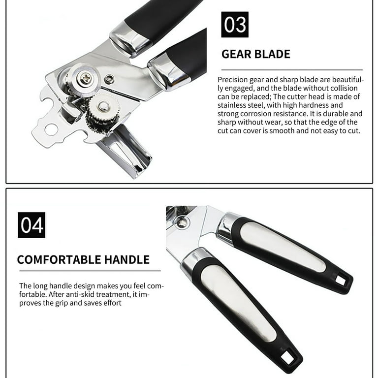 Hand Crank Can Opener, Heavy Duty Stainless Steel Manual Hand Held Can  Opener with Comfortable Handles, Smooth Edge and Easy and Labor-saving,  Very