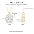 thumbnail image 6 of Rosec Jewels Oval Shape Cubic Zirconia Pendant Necklace with Halo for Women, 10K Yellow Gold, 6 of 7