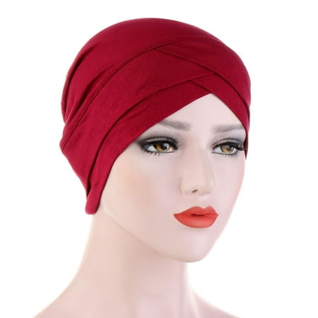 Fashion Women Solid Elastic Cross India Hat Muslim Cancer Chemo Beanie Wrap (Best Micro Cap Stocks In India)