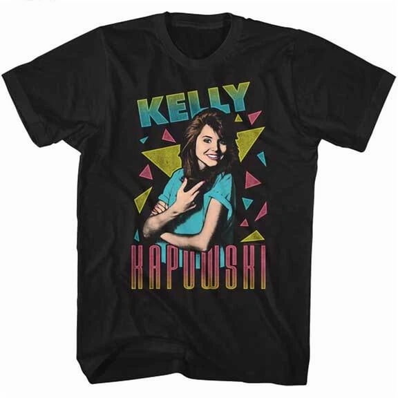 RARE Saved By The Bell TV Show Kelly Kapowski Photo Colored Triangles Men's T Shirt