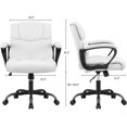 thumbnail image 2 of PetFurnishn Mid Back Executive Office Chair Swivel Computer Task Chair with Armrests,Ergonomic Leather-Padded Desk Chair with Lumbar Support(White), 2 of 8