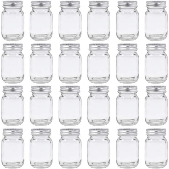 2oz Mason Jar with Silver Lid for Honey Jam Spice Pack of 24 Sets