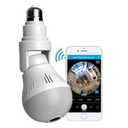 HD 1080P Light Bulb Camera Wireless 360 Degree Panoramic IP Cam Lamp-Remote Floodlight Infrared Night Vision Motion Detection, Adjustable Vertical 90°Horizontal 360° Wi-Fi Camera 100V-250V
