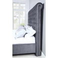 thumbnail image 2 of Upholstored Velvet Fabric Panel Bed Gray or Navy Blue, 2 of 4