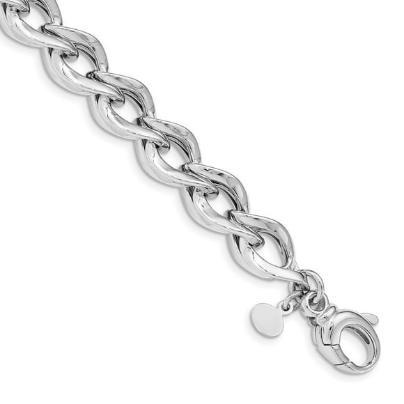 Diamond2Deal 925 Sterling Silver Rh-Plated Link Bracelet 8inch for Women