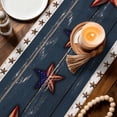 thumbnail image 5 of Vintage Star Table Runner, U.S. Flag Blue Red Wood Striped America Independence Day Cotton Linen Kitchen Table Decoration Washable Dining Tabletop Runners for Home Party Decor 13x108 Inches, 5 of 9